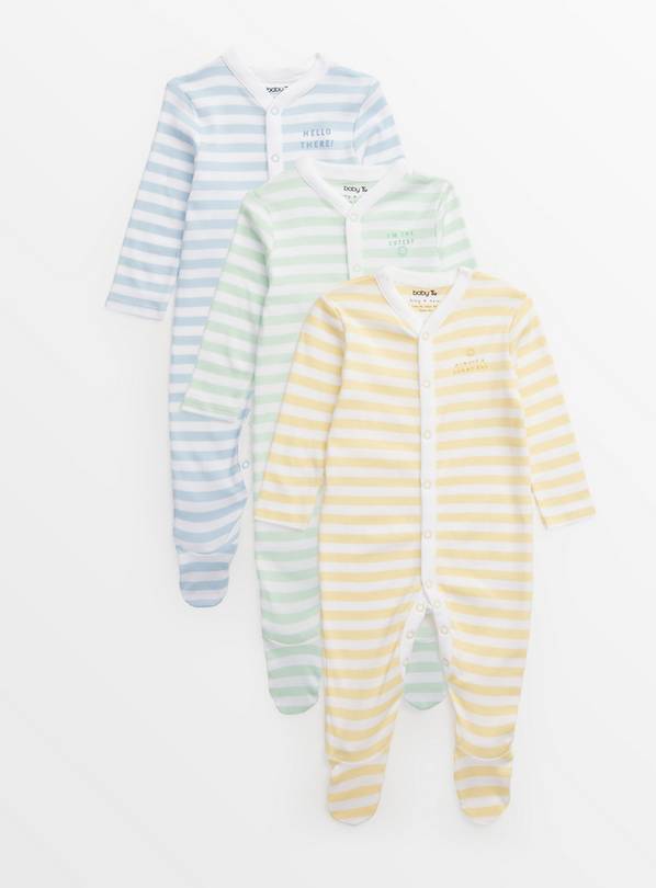 Stripe Organic Sleepsuit 3 Pack Newborn